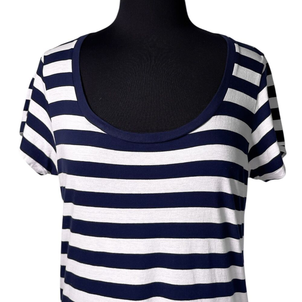 Polo Ralph Lauren Womens XL Navy Blue White Striped Maxi Dress Pony Logo Cotton - Picture 4 of 9